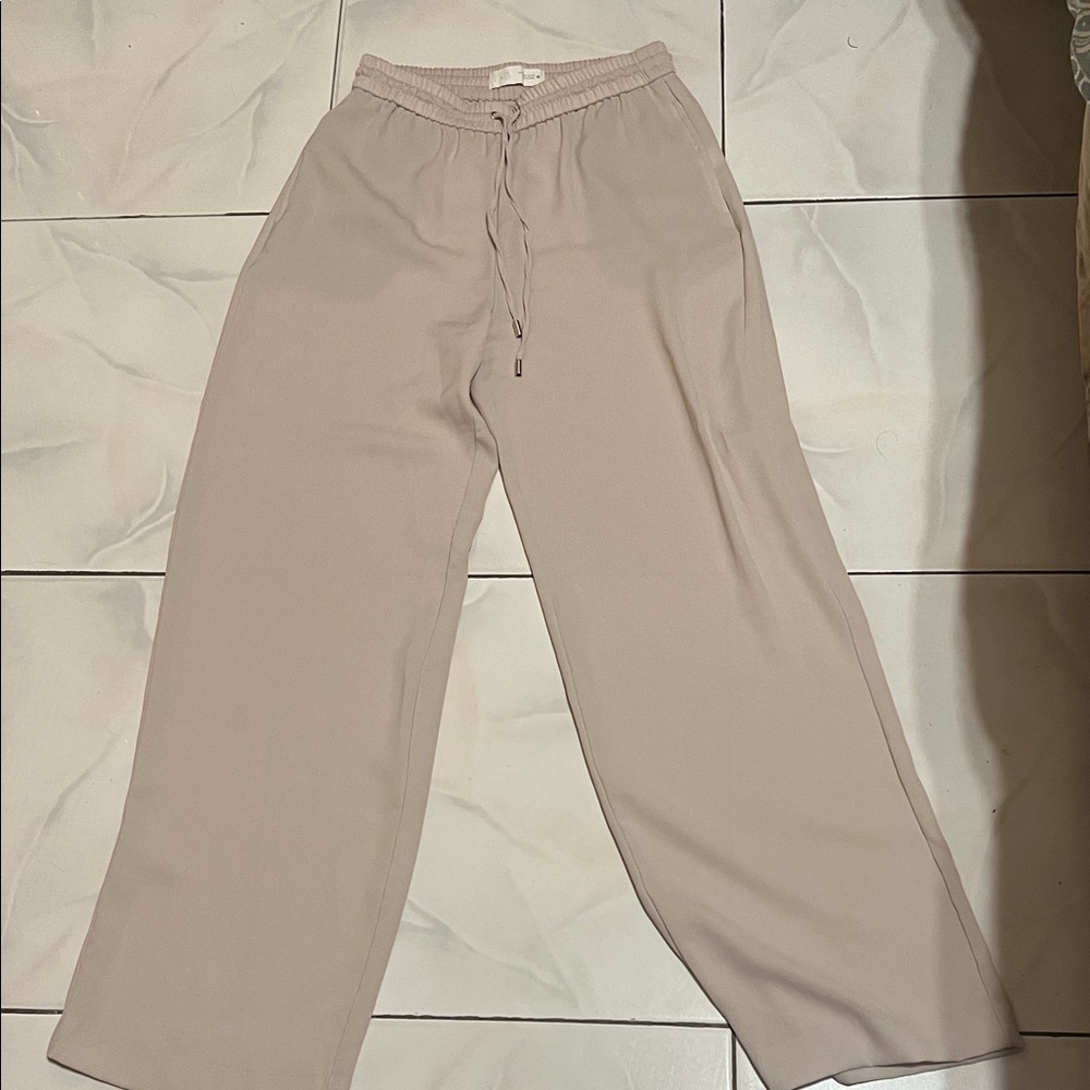 Zara Beige Wide-Leg Trousers
